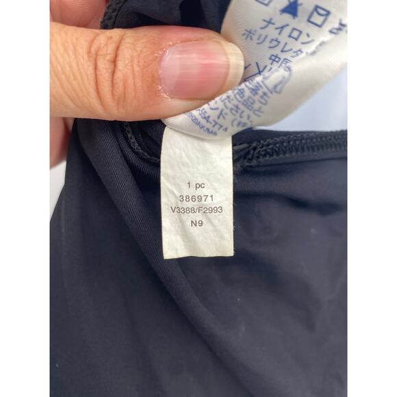 Lands End Black Halter Top Tankini Swimsuit Shelf Bra V-neck size 14 Long - Picture 5 of 7